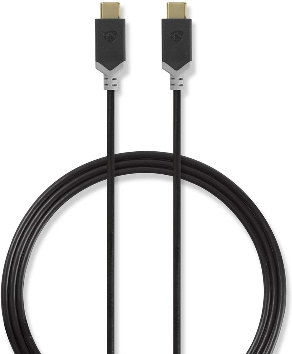 Kabel USB 2.0 | Type-C male - Type-C male | 1,0 m | Antraciet